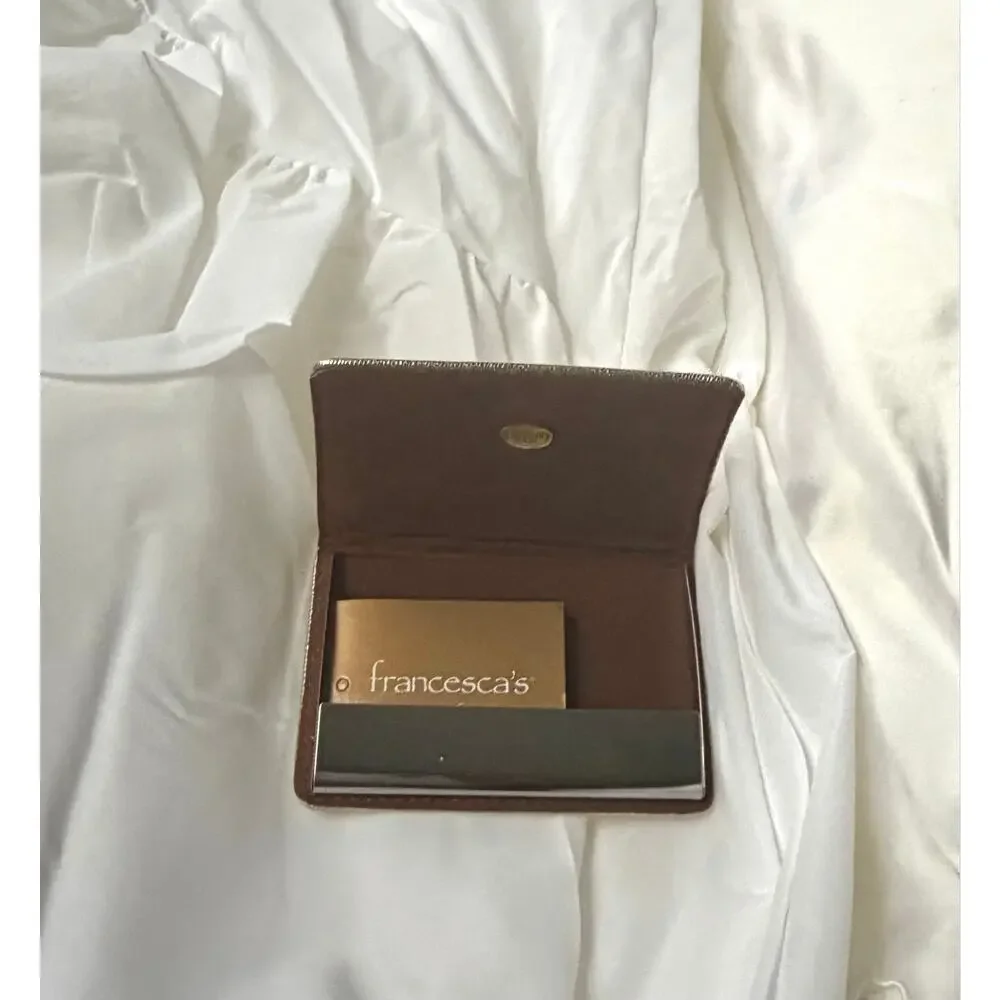 Francesca’s Gold Metallic Card Case, Business Card Holder, Business Card Wallet